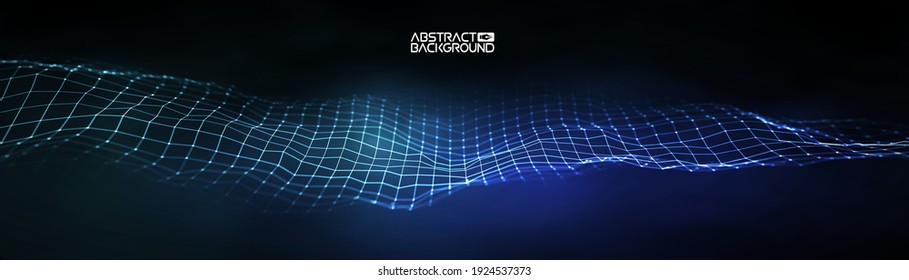 Blue technology background. Big data vector. Technology wave abstract background.