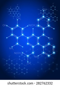 Blue technology background & chemical formulas