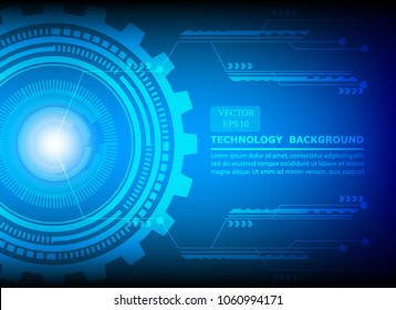blue technology background circle cog pattern template