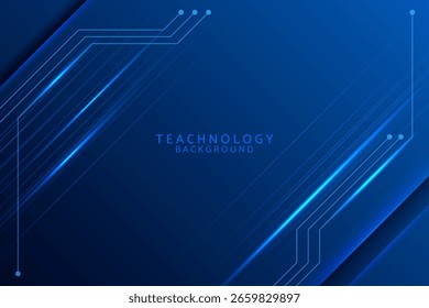 Blue Technology Background with Circuit Lines
