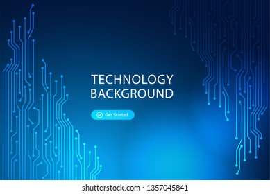 Blue technology background. Copy space. Abstract vector illustration. 