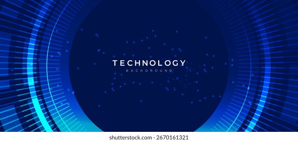 Blue technology background with glowing digital lines and futuristic light effect. Perfect for business presentation, website banner, innovation concept, and modern tech design.
