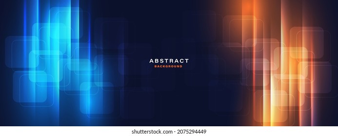 Blue technology background with glowing light effect.
