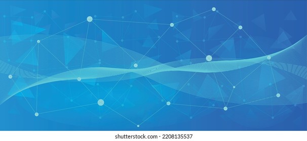 Blue technology background with lines and geometric shapes. Connected lines and blue gradient background. Abstract futuristic - Molecule technology with polygonal shapes