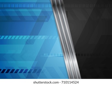 Fondo de tecnología azul con rayas metálicas. Ilustración del vector