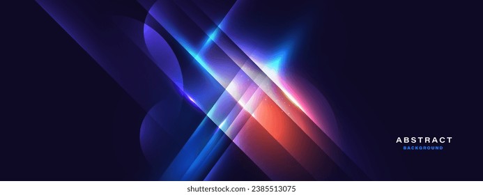 Blue technology background with motion neon light effect.Vector illustration.