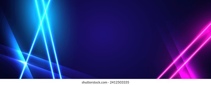 Blue-Technologie-Hintergrund mit Motion-Neonlicht-Effekt.Vektorgrafik
