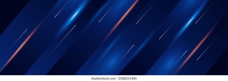Blue technology background with motion neon light effect.Vector