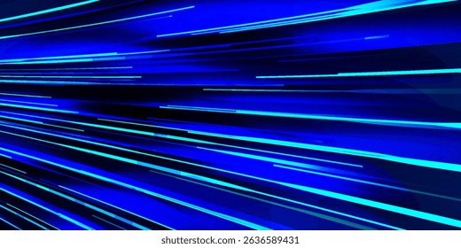 Blue technology background with motion neon light effect.Vector illustration. EPS10
