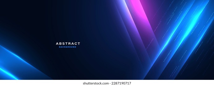 Blue technology background with neon light effect.Vector illustration