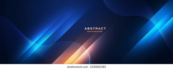 Blue technology background with neon light effect.Vector illustration