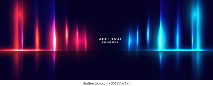 Blue technology background with neon light effect.Vector illustration
