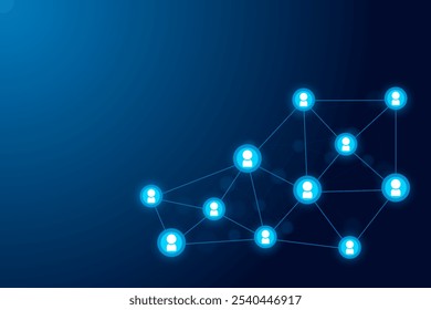 Blauer Technologie-Hintergrund mit Netzwerkverbindung und Menschen-Symbol. Vektorgrafik. Abstraktes Geschäftssymbol. Banner