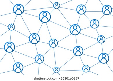 Blue Technology Background With Network Connection And People Icon. Vector Illustration. Abstract Business Wallpaper. Banner