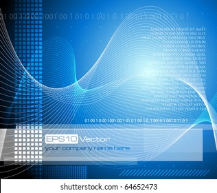 Blue technology background - vector illustration