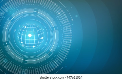 Blue Technology Background Vector Illustration with globe.
