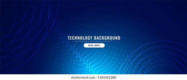 blue technology banner with particles effect