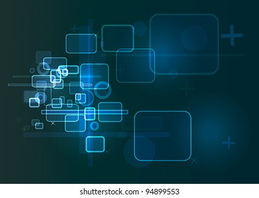 Blue technology based background in blue, black and white colors.