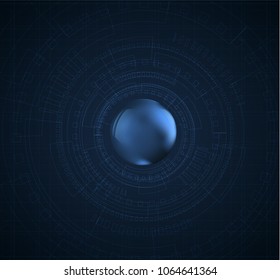 Blue technology business background with HUD shapes. Vector EPS10.