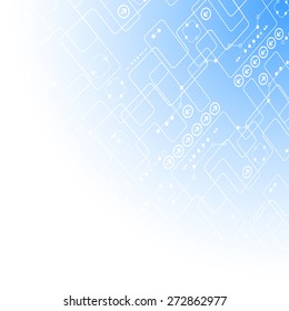 Blue technology business template background. Vector