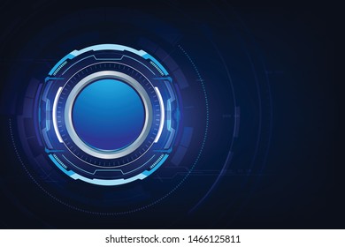 blue technology button, vector illustration