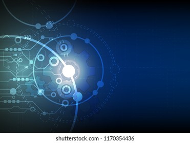 blue technology circle cog network vectro background