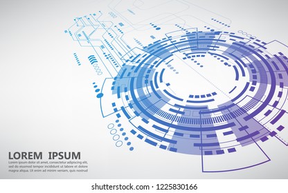 blue technology circle.white techonology vector background.