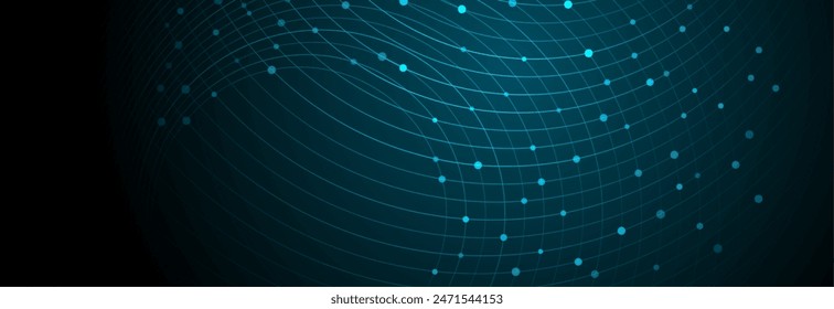 Blue technology glowing circular lines abstract background. Vector futuristic banner design