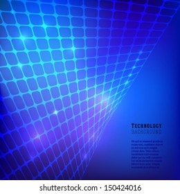 Blue Technology Grid Background. Vector.