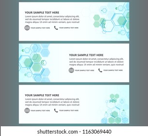 blue technology hexagon banner set vector design