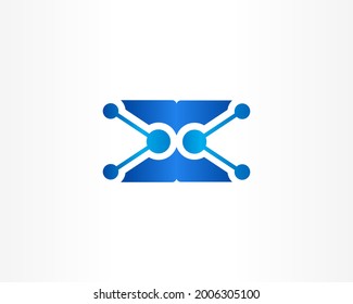 Blue technology logo design icon