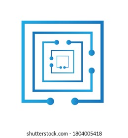 Diseño vectorial del logotipo de la tecnología azul para cualquier empresa comercial