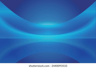 Blue technology sense curved lines, abstract building square vector background.