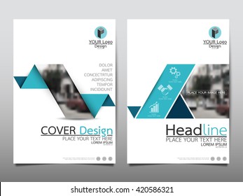Blue technology triangle annual report brochure flyer design template vector, Leaflet cover presentation abstract geometric background, layout in A4 size