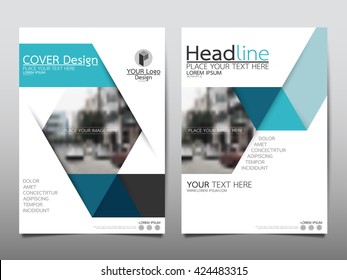 Blue technology triangle annual report brochure flyer design template vector, Leaflet cover presentation abstract geometric background, layout in A4 size