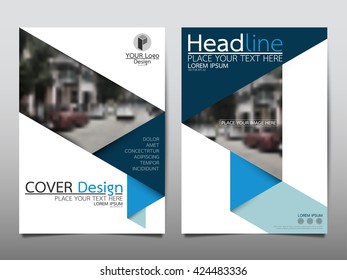Blue technology triangle annual report brochure flyer design template vector, Leaflet cover presentation abstract geometric background, layout in A4 size