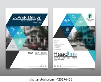 Blue technology triangle annual report brochure flyer design template vector, Leaflet cover presentation abstract geometric background, layout in A4 size