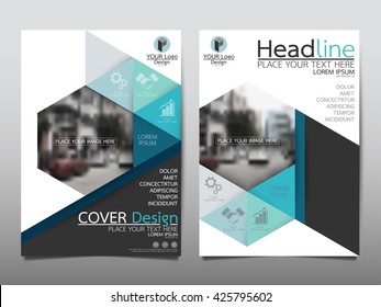 Blue technology triangle and hexagon annual report brochure flyer design template vector, Leaflet cover presentation abstract geometric background, layout in A4 size