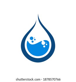 blue technology water droplet logo concept