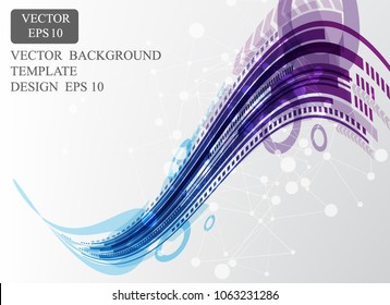 blue technology wave geometric background