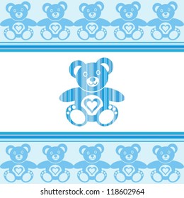 blue teddy bear with teddy bears around