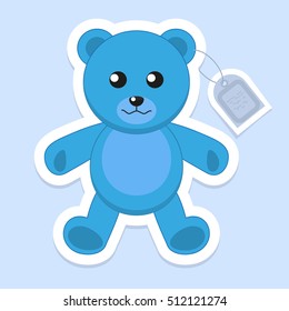 Blue teddy bear on a blue background.