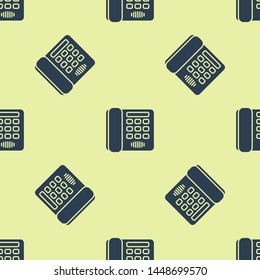 Blue Telephone icon isolated seamless pattern on white background. Landline phone.  Vector Illustration