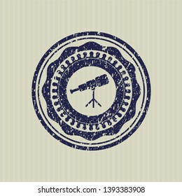 Blue telescope icon inside distressed rubber texture