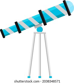 Telescopio azul, ilustración, vector sobre fondo blanco.