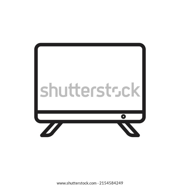 Blue\
Television Outline Icon Vector\
Illustration