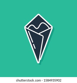 Blue Temaki roll icon isolated on green background. Traditional Japanese food.  Vector Illustration
