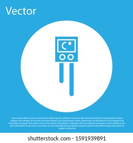 Blue Temperature and humidity sensor icon isolated on blue background. White circle button. Vector Illustration