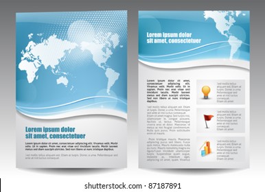 Blue template for advertising brochure