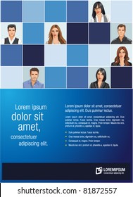 Blue Template For Advertising Brochure With Business People